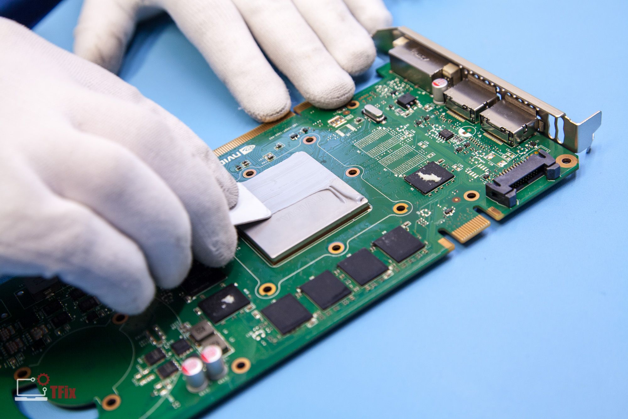 Infotech technician offering video graphics card repair.